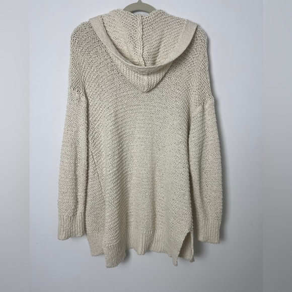 AERIE Beige Hooded Open Knit Bohemian Oversized Slouchy Open Cardigan Sz XS/S - Picture 6 of 12